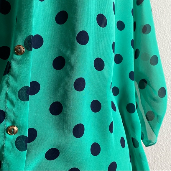 A’GACI A’GACI Green and blue pokadot blouse - Picture 7 of 7